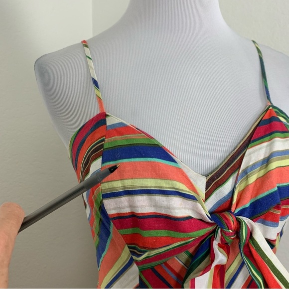 Parker Womens Striped Rainbow Rosemary Dress LinenBlend Womens 4 Sundress - Picture 15 of 17